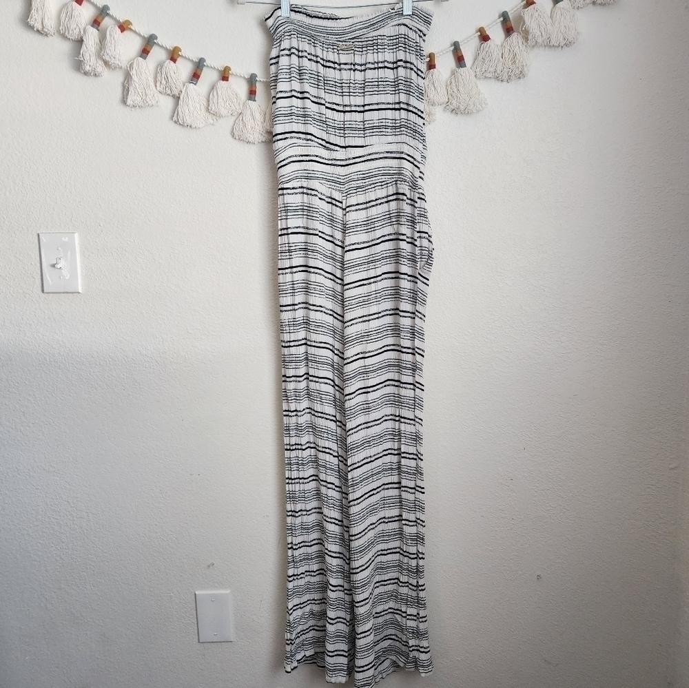 Spiritual Gangster Striped Gauzy Sleeveless Wide Leg Jumpsuit Beachy Baggy L - Picture 2 of 10